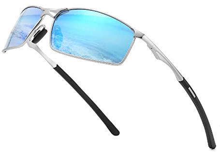 OuShiun Herren Sportbrille Polarisierte Sonnenbrille für Outdoor Metallrahmen UV Schutz Fahren Angeln Radfahren Laufen Fahrer Brille