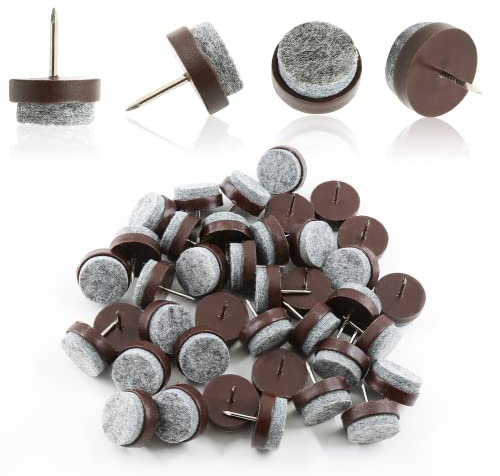 Qjaiune 40 feltrini per gambe di sedie, 24 mm, protezioni per piedini per mobili, mobili, tavoli, in plastica, per pavimenti in legno (marrone)