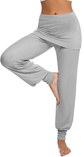 Terecey Pantalón Yoga Mujer con Falda Pantalones Bombachos Casuales de Cintura Alta Pantalones Deportivos Mujer para Pilates y Ejercicio