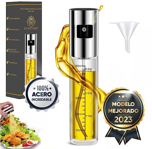 Pulvérisateur d'huile en verre en acier inoxydable 100 ml, huile d'olive, vaporisateur d'huile d'olive et de vinaigre, distributeur de cuisson
