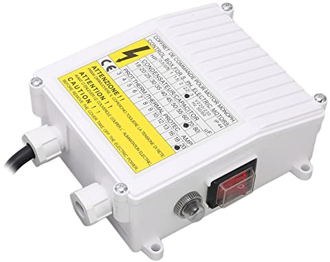 Kadimendium Steuerkasten für Tiefbrunnenpumpe Haushaltsschalter Steuerkasten Tauchschalter Controller 2.2KW 70uf 20A(EU Plug)