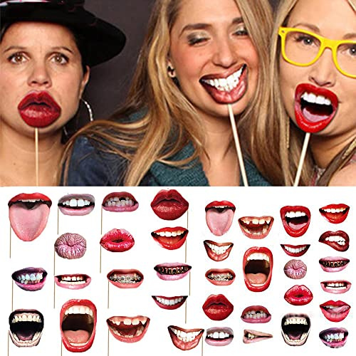 20pcs Funny Lip Mouth Photobooth Props Wedding Decoration Funny Lip Photo Booth Birthday Party Decorations Adult Photo Props Valentine's Day Party Decoration Supplies