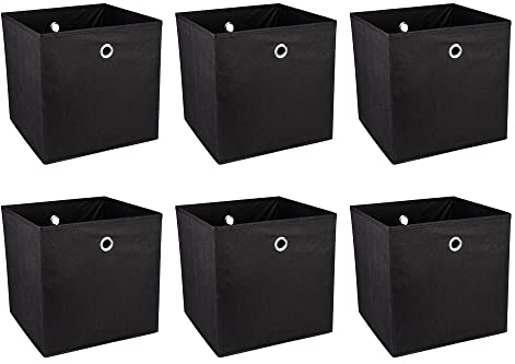 Ideen mit Herz Aufbewahrungsboxen | faltbar | 30 x 30 x 30 cm | schwarz | 6 Stück