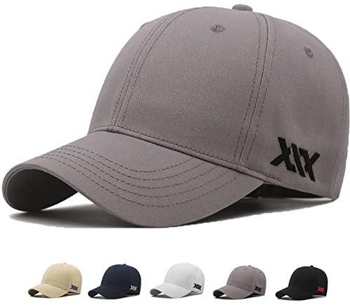 MUNULA Übergroße Baseballkappe, XXL, großer Kopf, Hüte für Herren, große Stickerei, Hut, verstellbar, 59,9 cm - 68,1 cm, Grau, XXL/3XL
