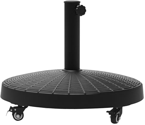 Outsunny Pied de Parasol Base de lestage Rond Poids Net 22,7 kg en résine avec 4 roulettes - dim. Ø 52 x 41H cm - Noir