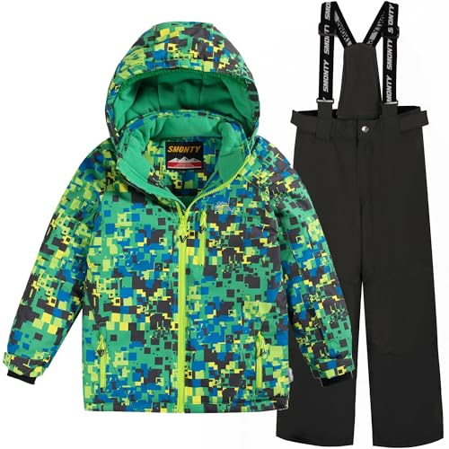 SMONTY Barn Skidåkning Set, Färgrik grön, 8-9