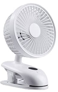 BEAUXI Clip On Fan, Rechargeable Rotatable Portable Fan, 4 Speeds, Portable Personal Desk Fan for Pram Stroller Car Office Home (White)