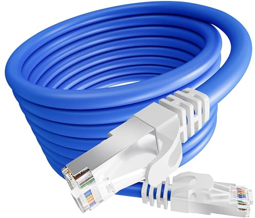 Ethernet Cable 10m Cat 6A High Speed Internet Cable Long, FTP Shielded RJ45 Network LAN Cable 10 merer, 24AWG 550MHz Gigabit Broadband Patch Cord for Router Modem Switch Laptop Xbox PC - Blue