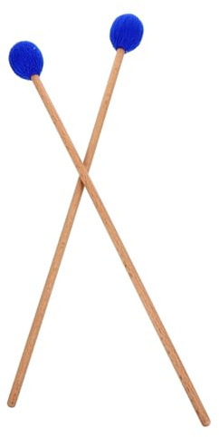 Blaue Marimba Schlägel mit Pilzkopf, 1 Paar für Xylofon | Holzgriff, Acryl und Garnkopf, für Bass Percussion, Geeignet für Anfänger und Profis