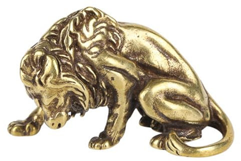 MAGICLULU 2stücke Lion Miniaturen Vintage Löwenornamente Für Schreibtisch Heimdekoration Hochwertige Kupferskulpturen Tischfiguren Für Räume