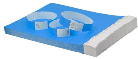 AVERY Zweckform TYVBL-50 Einlassbänder Tyvek 500 Stück (256x19mm, fortlaufend nummeriert, reiß- und wasserfest, sicherer Klebeverschluss, Eintrittsbänder, Event Armbänder, Securebänder) neonblau
