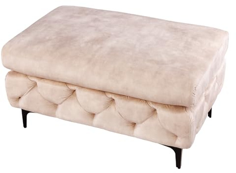 Sitzhocker MODERN BAROCK 92cm - champagner - Samt Taschenfederkern | Federkern, Ziersteppung, Pappelholzgestell, Massivholz, Kissen inklusive, hochwertige Verarbeitung, stabile Konstruktion