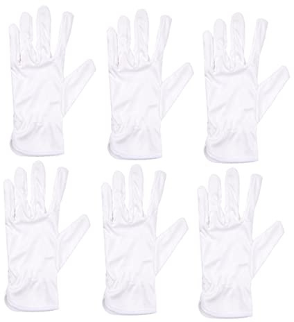 Artibetter Lot de 10 Paires de Moufles en Fibre Blancs, Légers et Extensibles, pour Protection des Mains Travail et Nettoyage de Bijoux