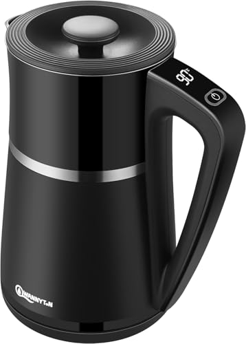 WANNYTON Electric Kettle Temperature Control 2200W, 5 Variable Temperature Settings, Fast Boil with LCD Display, Keep Warm, Cordless Stainless Steel, BPA-Free, 1.7L Black