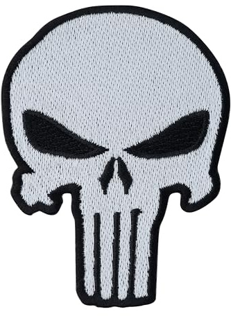 Urbanski Patch – mit Klett oder zum Aufbügeln – Punisher Totenkopf 8 x 6 cm | Aufnäher Bügelbild Klettpatch (zum Aufbügeln)