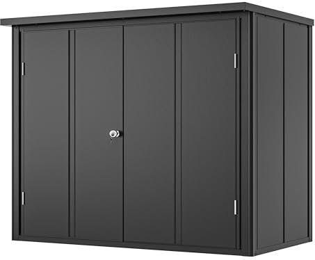 GFP Primeyard Armadio da esterno in metallo 156x84x131 cm Casetta da giardino antracite pavimento incluso