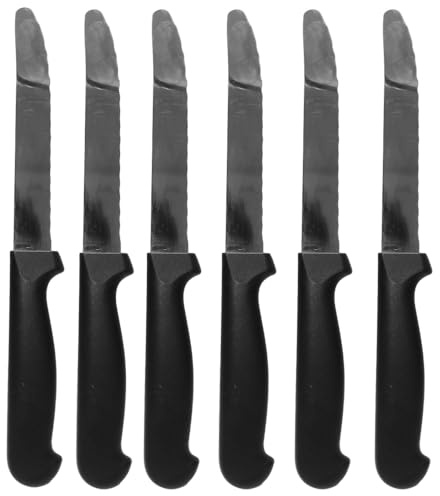 Coltello da tavola bistecca carne set 6 manico in PP lama a punta arrotondata acciaio inox seghettata per bar ristoranti HOTEL PIZZERIA tavola casa