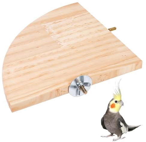 Bird Perch Platform Stand Wooden Parrot Perch Corner 6.7 Inches Fan Shape Playground Cage Accessories Parrot Stand Flat Perches for Bird Cages Corner Shelf for Birds Parrots Hamster Gerbil