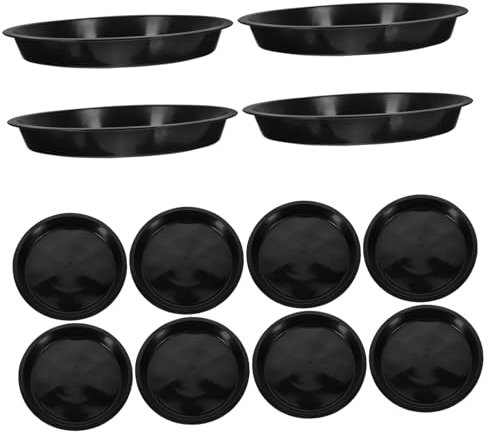 CAXUSD Lot de 25 Soucoupes Rondes en Plastique Noir pour Pots de Fleurs, Résistantes et Faciles à Nettoyer, Intérieur et Extérieur