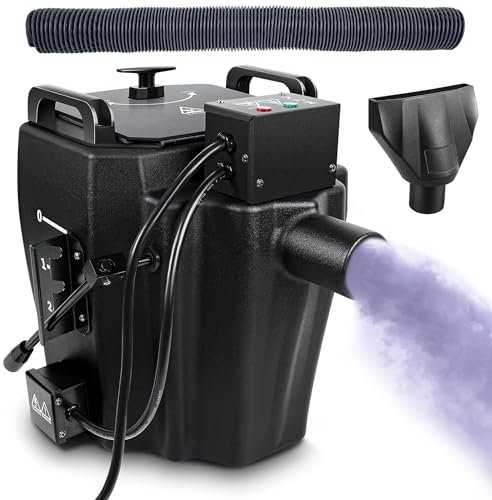 HXLDZOU Machine à fumée, Machine à Glace carbonique, Machine à fumée à Position Basse, Effet de scène DJ, Machine à Faible fumée avec Tube pour scène, fête de Mariage, Club