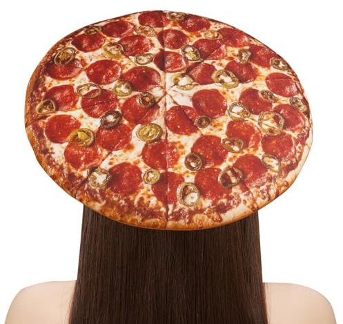 Nybhyjka Divertido sombrero de pizza, sombreros de comida, disfraz de pizza, sombreros de pizza únicos, decoraciones divertidas de pizza, cómodo sombrero loco de juguete para disfraz de Halloween