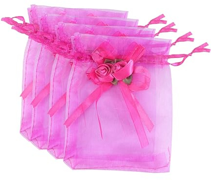 NOLITOY 12stücke Teiliges Geschenktüten Mit Schleifen Und Blumenmuster Rosafarben Für Hochzeiten Partys Gastgeschenk Leichte Und Robuste Organzasäckchen Für Süßigkeiten Und Kleine