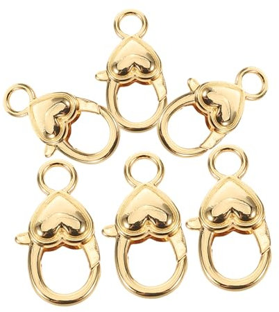 SEWACC 5pcs Durable Heart Shaped Jewelry Fastening Clasps for DIY Necklace Bracelet and Key Chain Making Smooth Plating for
