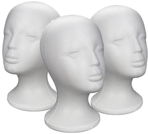 3X Perücke Stand,Styroporkopf Set Mannequin Styropor Schaums Kopf Modell | Mannequin Kopfs Schaums Display Für Masken Hüte Dekoration Perücke Kopfs (Weiß)