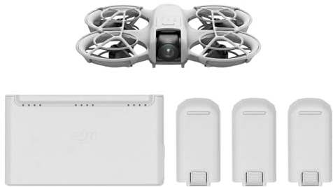 Pack DJI Neo con Tres Baterías, dron mini con cámara 4K UHD para adultos, 135 g dron que vuela siguiéndote, despega desde la mano, seguimiento de objetivos, vídeo estabilizado (sin control remoto)