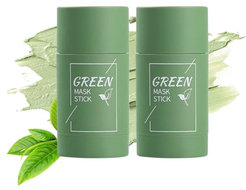 CUZKC Lot De 2 Masques Visage Au Thé Vert,Masque Point Noir Visage,Respire Masque Stick,Stick Nettoyant Purifiant Anti-Points Noirs,Contrôle Du Sébum & Hydratation