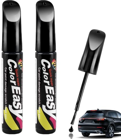 2 Stück Auto Lackstift Schwarz Hochglanz, 12ml Reparatur Lack Auto Pinsel | Autolack Kratzer Reparatur Stift mit Präzisionspinsel, Schnelltrocknend Autokratzer Reparaturmittel für Auto Motorrad Fahrrad