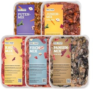 Barf Juniorpaket für Hunde – Tiefgekühlte Rohfleisch-Mix-Schalen, 22 Mixe à 500 g – Hundefutter Komplettpaket