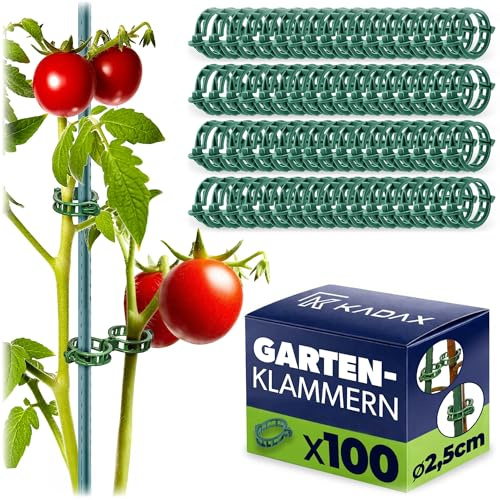 KADAX Clips para plantas de 2,5 cm, 100 unidades, pinzas para plantas de plástico, clips de tomate, clips para plantas trepadoras en invernadero y jardín