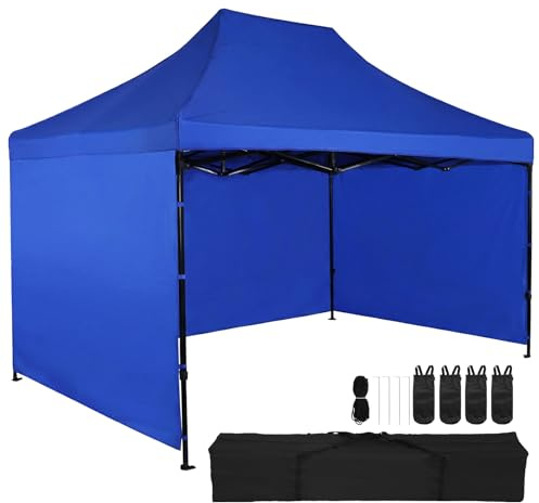 Toldo de 3 x 4 m con paredes laterales, tienda de campaña instantánea comercial impermeable con accesorios y bolsa de transporte para patio, camping, mercados y actividades al aire libre