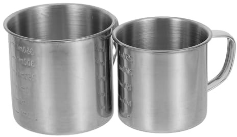 VALICLUD 2 Pezzi Tazza in Acciaio Inossidabile 250ml e 350ml per Misurazioni Precise, Resistente All'usura e Multiuso, per Cottura e Dosaggio di Farmaci