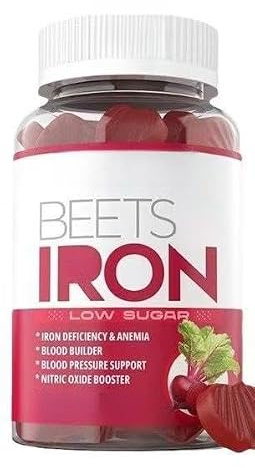 Gummies De Racine De Betterave – Pour Augmenter L'énergie, Le Flux Sanguin Et Les Niveaux De Fer, Doux Pour L'estomac, Soutien Énergétique, Végétarien, Sans OGM, Sans Gluten