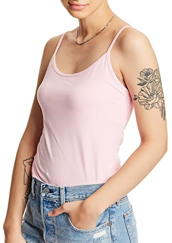 Hanes Dam stretch bomull cami med inbyggd hylla bh skjorta, Paleo rosa, XXL