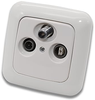 BUSCH JÄGER Komplettset/Antennensteckdosen-Einsatz Radio/TV/SAT FS 302 F + 1fach Rahmen und Abdeckung, alles in Busch Jäger Reflex SI Alpinweiß