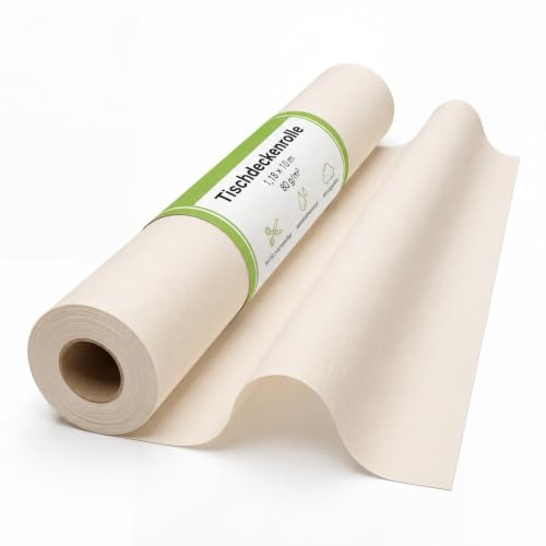 Sensalux Tischdeckenrolle Vlies 1,18x10m, Creme, abwaschbar | wasserabweisend, stoffähnliche Tischdecke Rolle, OEKO-TEX, Party Hochzeit Catering Event