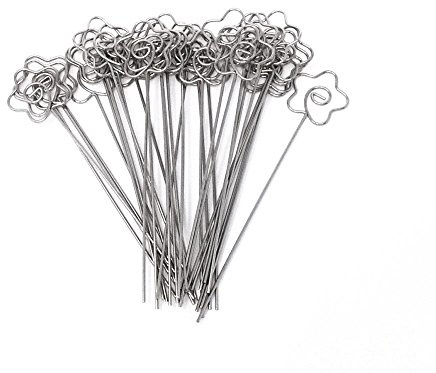Honbay DIY Flower Shape Ring Loop Craft Wire Clip Table Card Note Photo Memo Holder Metal Clamp Clay Cake Decoration Accessories, 30 Piece