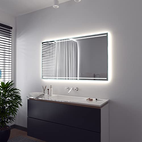 SARAR Badspiegel Spiegel Badezimmerspiegel mit LED-Beleuchtung 150x80 cm Made in Germany Wandspiegel Mirror Spiegel Bad mit Licht nach Maß Casoria