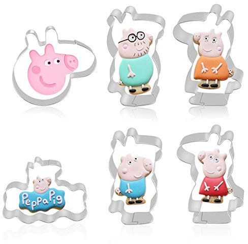 Lazeny Pig Ausstechformen 6 Stück Set Edelstahl 3D Ausstecher mit 6 Stück Schwein Gedruckte Karte,Keksausstecher Plätzchen Keks Schimmel Plätzchenformen Ausstecher Form Cutter Backen Küche Zubehör