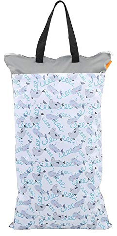 Large Hanging Wet/Dry Bucket Bag for Cloth Nappy Inserts Diaper Laundry with Two Waterproof Zippers Reusable (EF204)