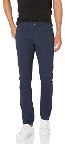 Amazon Essentials Men's Skinny-Fit 5-Pocket Stretch Twill Trousers, Navy, 33W / 30L