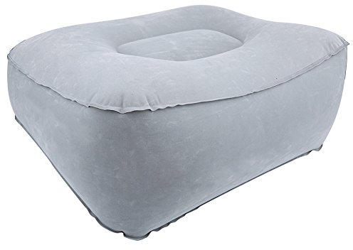 Inflatable Foot Rest Pillow, Portable Flight Relax Cushion with Air Pump for Leg Support, Footrest for Travel Office Home(Gray)