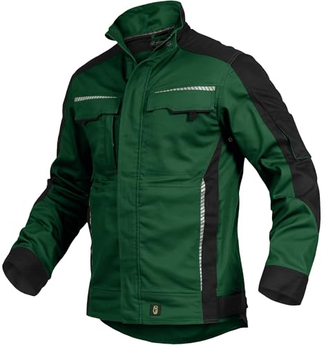 Leibwächter Flex-Line Herren Arbeitsjacke Bundjacke, Grün Gr. 3XL, atmungsaktive Allwetterjacke mit Stretchanteil für Herbst und Winter, robuste Arbeitsjacke Männer mit Reflexstreifen