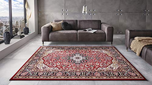 Nouristan Mirkan Orient Teppich – Wohnzimmerteppich Orientalisch Kurzflor Vintage Orientalischer Teppich für Esszimmer, Wohnzimmer, Schlafzimmer – Rot, 120x170cm