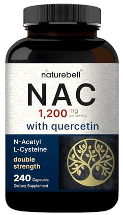NatureBell NAC 1,200mg with Quercetin - 240 Capsules - N-Acetyl Cysteine - Antioxidant Supplement for Cellular Health - Supports Liver, Lung & Immune Function*