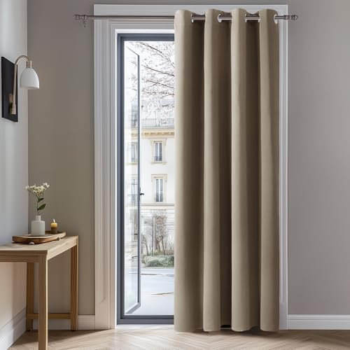 Deconovo Eyelet 108 Inch Drop Curtain Window Treatment Thermal Insulated Eyelet Curtain Blackout Curtain for Living Room 52x 108 Taupe 1 PANEL