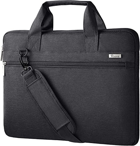Voova Laptop Bag 17.3 Inch, Waterproof Case with Shoulder Strap, Black | Waterproof Oxford case with soft lining, thick foam, storage pockets, adjustable strap and handle for 17-17.3 inch laptops.